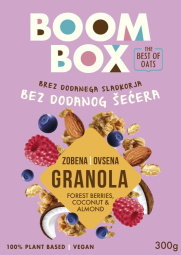 ovsena granola gozdni sadeži, kokos in mandlji, boom box, 300g