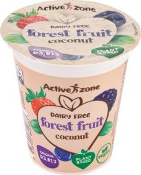 alternativa sadnemu jogurtu, kokos, gozdni sadeži, breskev, pasijonka, active zone, 130 g