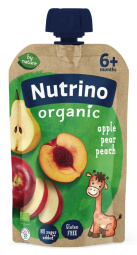 bio sadna kaša, jabolko, hruška in breskev, nutrino, 100 g