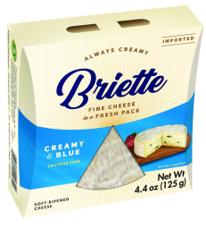 mehki sir s plemenito belo in modro plesnijo, brez laktoze, briette, pakirano, 125 g
