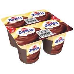 čokoladni puding z vanilijevim prelivom, zottis, 4 x 115 g