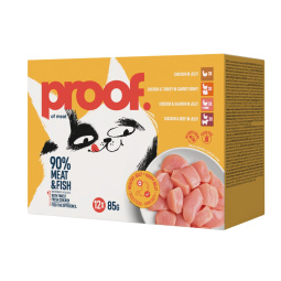 mokra hrana za mačke, več okusov, proof, 12 x 85 g