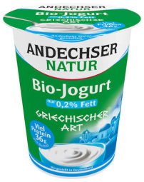 bio grški tip jogurta,  0,2 % m.m., andechser, 400 g