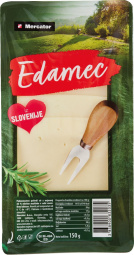 sir edamec, v rezinah, poltrdi in polnomasten z najmanj 45 % m.m., mercator, pakirano, 150 g