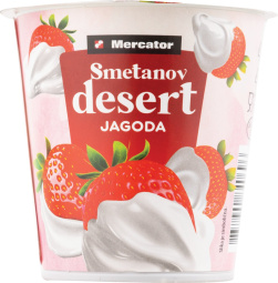 smetanov jogurt, jagoda, mercator, 150 g