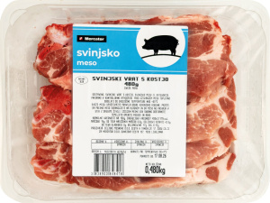 svinjski vrat s kostjo, mercator, 480 g