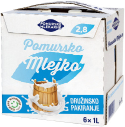 trajno polnomastno mleko,  2,8 % m.m., pomurske mlekarne, 6 x 1 l