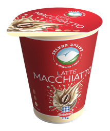 kava z mlekom latte macchiatto, zelene doline