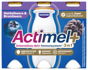 jogurtov napitek, borovnica in robida, actimel, 6 x 100 g