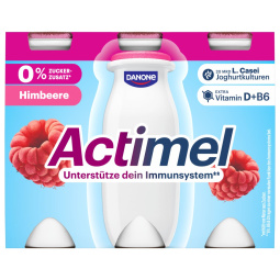 jogurtov napitek, malina, brez dodanega sladkorja, 0,1 % m.m., actimel, 6 x 100 g