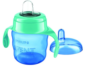 lonček z ustnikom, 6+, modra, avent, 200 ml