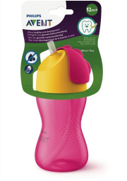 lonček s slamico 12+, avent, 300 ml
