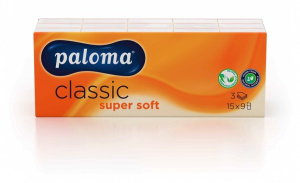 papirnati robčki paloma classic super soft, 3-slojni, 15x9 robčkov