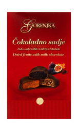suho sadje oblito z mlečno čokolado, gorenjka, 200 g