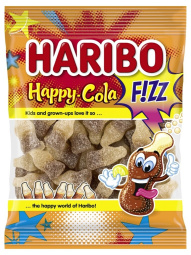 kisli gumijasti bonboni z okusom sadja in cole happy cola fizz