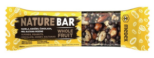 ploščica rozine, mandlji, arašidi, čokolada in med, nature bar, medex, 40g