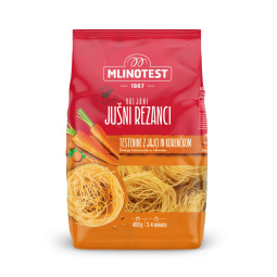 rezanci jušni jajčni valjani s korenčkom, mlinotest, 400 g
