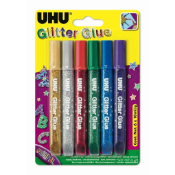 lepilo, glitter glue, uhu,  6 x 10 ml
