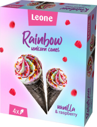 sladoled kornet, rainbow unicorn, leone, 4 x 135 ml
