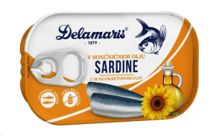 sardine v sončničnem olju, delamaris, 90 g
