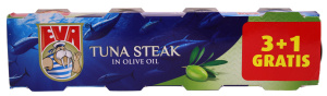 tuna steak v oljčnem olju, eva, 80 g, 3+1 gratis