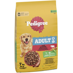 hrana za pse, briketi dry adult, govedina z zelenjavo, pedigree, 7 kg