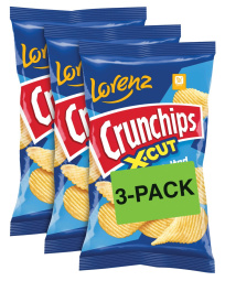 čips s soljo, crunchips x-cut, 3 x 75 g