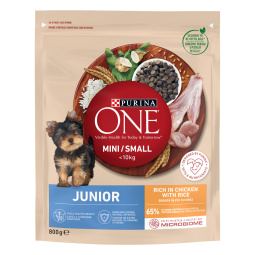 hrana za pse junior, piščanec, briketi, one mini, 800 g