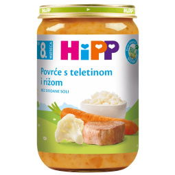 bio kašica z zelenjavo, rižem in teletino, hipp, 220 g
