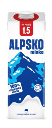 trajno pol posneto alpsko mleko, 1,5 % m.m., ljubljanske mlekarne, 1 l