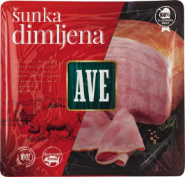 narezek šunka dimljena, ave, pakirano, 100 g