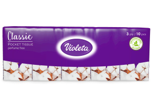 žepni robčki 3-slojni classic soft, violeta, 10/1