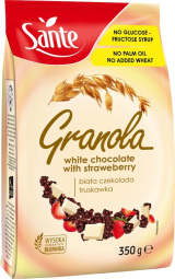 granola z belo čokolado in liofiliziranimi jagodami