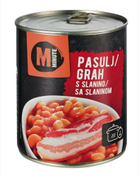 pasulj s slanino, minute, 830 g