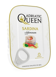 sardine v rastlinskem olju s feferoni, adriatic queen, 105 g