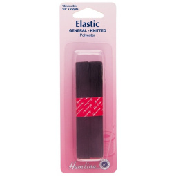 črna elastika, hemline, 12 mm x 2 m