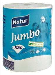 papirnate brisače jumbo, natur, 2-slojne