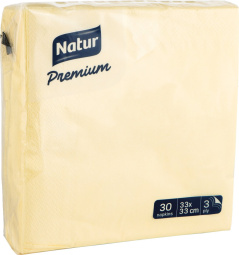 serviete premium, natur, 33 x 33 cm, 3-slojne, 30/1