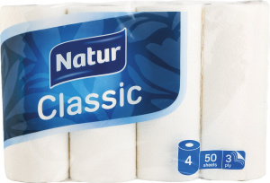 papirnate brisače classic, natur, 3-slojne, 4/1