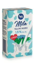 trajno mleko, 1,5 % m.m. mila, 1 l