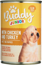 hrana za pse junior, piščanec in puran, buddy, 400 g