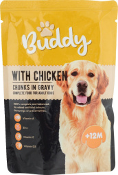 mokra hrana za odrasle pse, piščanec in zelenjava, buddy, 100 g