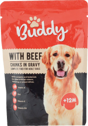 mokra hrana za odrasle pse, govedina in zelenjava, buddy, 100 g
