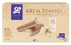 napolitanke, palčke s kremo bele čokolade, lasta, 200 g, 16/1