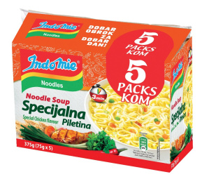 instant juha s testeninami, ekstra piščanec, indomie, 5 x 75 g