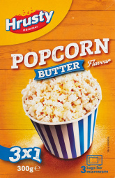 popcorn z maslom, hrusty