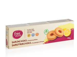 dvojni keks z limoninim polnilom, free zone, 115 g