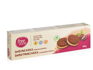 dvojni keks s kakavovim polnilom, free zone, 120 g