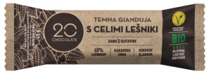 bio temna čokolada gianduja s celimi lešniki, 20 chocolate, 45 g