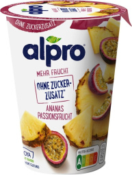 fermentiran sojin izdelek, ananas in pasijonka, brez dodanega sladkorja, alpro, 400 g